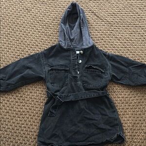 Zara Dark Gray Hooded Tunic with Belt